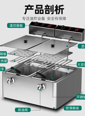 猛世台式油炸锅商用电炸炉恒温大容量炸薯条炸鸡排单双缸炸油条机