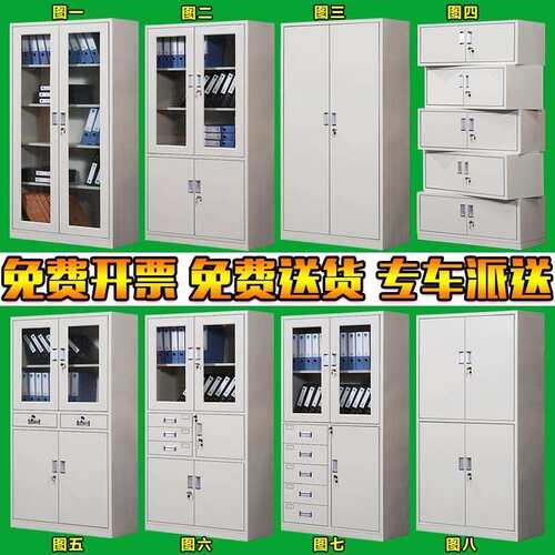 钢制文件柜铁皮柜办公室财务凭证柜带锁档案柜收纳柜矮柜资料柜子 - 图0