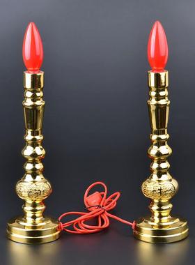 纯铜招财蜡烛灯LED长明供灯佛前神台烛台家用供奉供佛电子财神灯