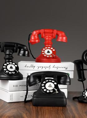 电视柜上的装饰品摆件高级感客厅复古电话机创意小酒柜书柜书书架