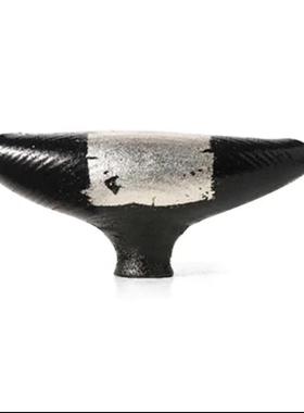 现代新中式手工陶瓷银灰色罐形花器花瓶创意摆件桌面餐厅样板间