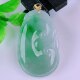 Burmese natural authentic jadeite 18k gold buckle ice type floating sun green full green flashing Ruyi jade pendant 10.24g