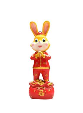 2023新年兔子装饰摆件春节元旦大型卡通吉祥物商场美陈玻璃钢雕塑