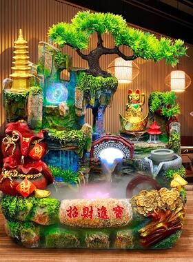 开 业假山礼物贺礼流水喷泉生财礼品摆件高档招财猫循环水招财进