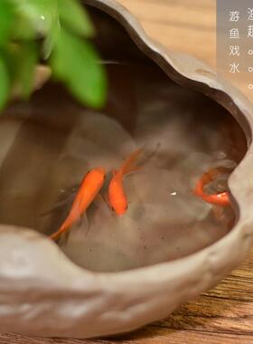 禅意家居桌面流水小鱼缸客厅招财风水轮喷泉摆件创意水景装饰礼品
