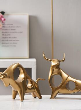 高档轻奢高牛摆件酒厅柜电视柜装饰品办艺公室家居档客展示柜工品