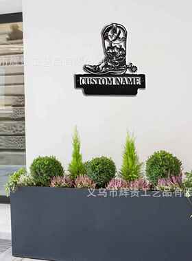 新款直销跨境牛仔靴金属墙壁艺术个性化牛仔靴家庭装饰情人节礼物