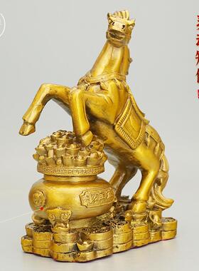 铜聚宝盆马财摆件办室招XXJBPM工艺礼品摆饰家全居公中式金钱马马