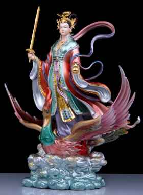 纯铜彩绘九天玄玛铜像，九天玄玛皇后，九天玄玛铜像，立神家铜像