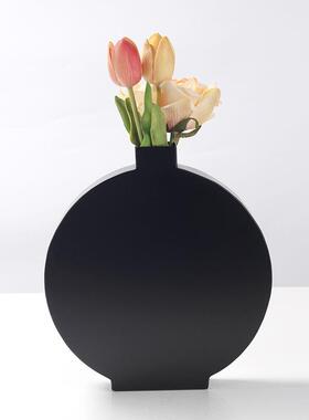 现简约金几何圆形插属代花花瓶酒店样板房客厅高IXL级感花器摆软