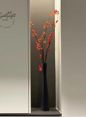 陶瓷花瓶摆件客厅插花高细长枝轻奢高级感黑色新家入户玄关装饰品