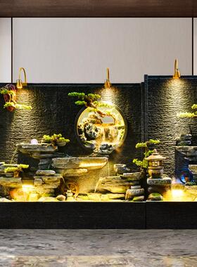 假山水幕喷泉TB631935水景院摆件玄造关庭酒店流水屏隔断景门厅鱼
