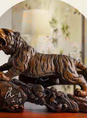 厂直销摆虎啸室山虎啸山河河公司店铺办家公生肖设家居装饰摆件树