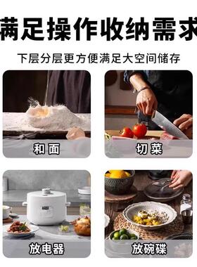跨境推拉门工作台打荷台三边围不锈钢操作台酒店饭店整体焊接橱柜