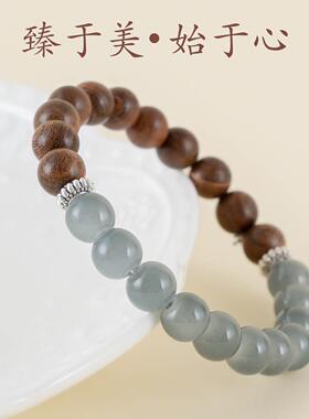 敦煌设计院国风天然金丝檀手链女