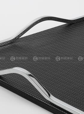 灰色皮革香薰收纳托盘摆件家居客厅茶几样板间售楼处软装饰品摆设