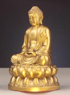 杨铜记 铜释迦摩尼 释迦摩尼坐莲佛像家居 铜摆件 释迦佛 佛祖