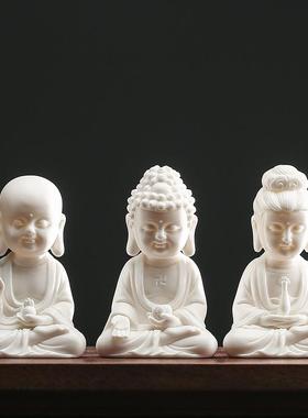 正品德化白瓷陶瓷手工艺娑婆圣佛像品人物摆件居客厅供奉桌三家面