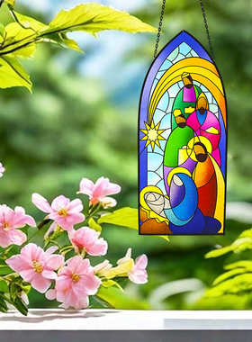 装饰壁挂彩色玻璃工艺品窗户彩绘礼品阳台草坪玻璃悬挂件批发