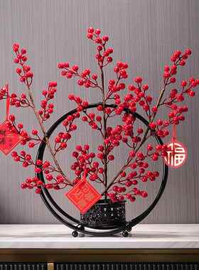 新中式花摆件铁梅艺软装饰室品禅意客厅书房公玄LDO关办创意金小