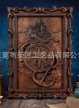 复古实雕木刻花相框浮雕装饰欧式雕画框客民宿航BGW212海厅家文艺