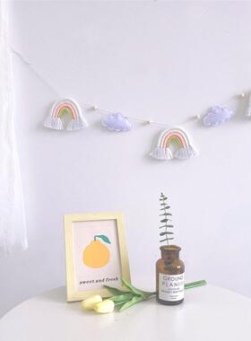 ins风北欧云朵彩虹木珠串挂饰儿童房婴儿床帐篷床幔装饰拍照道具