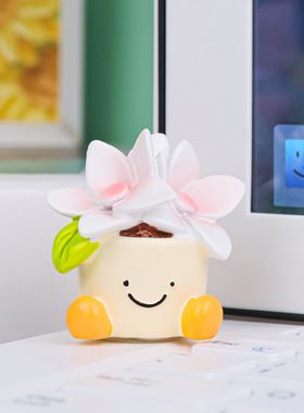 小精灵花盆花盆可爱表情装饰摆件