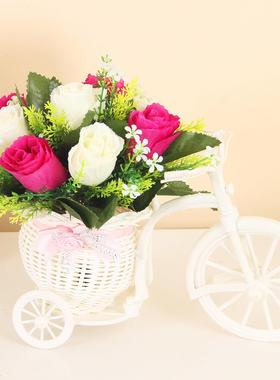 现代简约创意摆件塑料藤编花车家居饰品客厅冰箱酒柜书架新房摆设