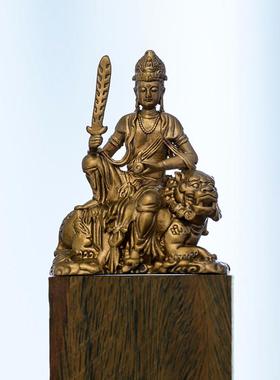 简修行普贤文殊菩萨像摆件青狮坐像精致迷你小号雕像茶空间装饰品