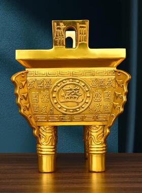 纯黄铜鼎摆件鼎盛千秋四方诚信鼎香炉盛鼎聚宝龙鼎家居办公室摆设