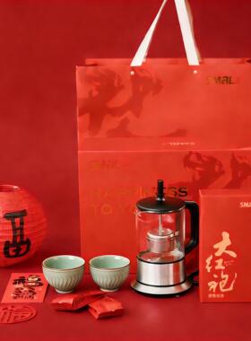 西摩新年茶具礼盒智能家用小型养生壶煮茶器黑白茶玻璃蒸茶煮茶壶