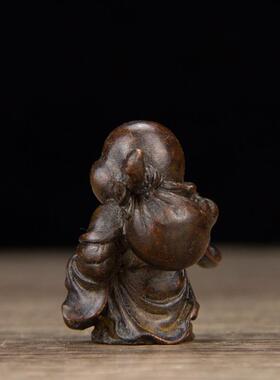 实心布袋和尚小摆件笑佛弥勒佛大肚佛像桌面工艺品装饰摆件口袋佛