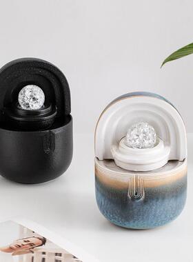 流水生财小循环型水景办公桌面水晶球招财风水轮摆件假山创意礼品