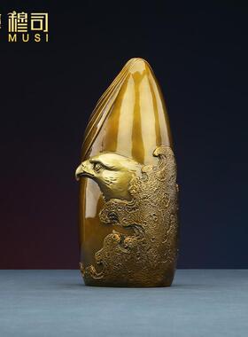穆司黄铜鹰头花瓶花器新中式家居办公室装饰品摆设公司商务礼品
