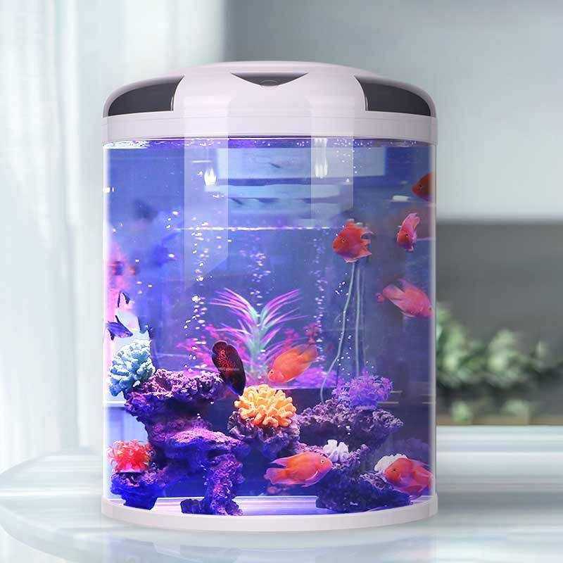 鱼缸客厅半圆水族箱圆柱小型形免换水金鱼缸现代风家用带柜落地,淘宝优惠券,粉丝福利购,淘宝优惠卷