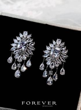 新娘项链耳环套装锆石婚礼纱饰品结婚晚宴会首饰奢华晚礼服配饰闪