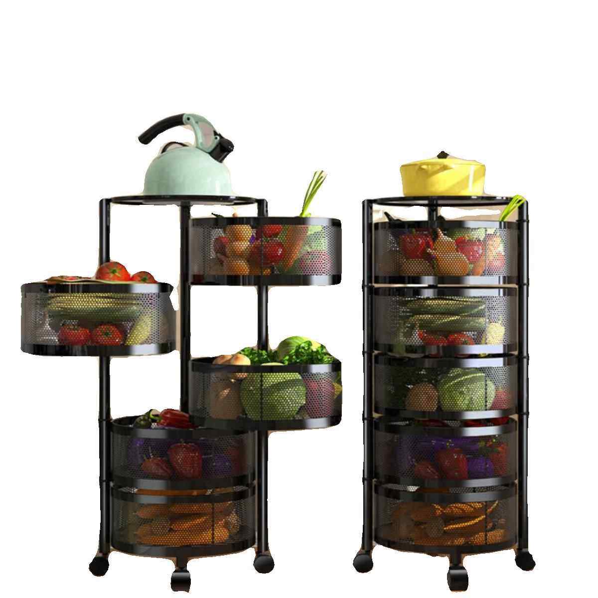 可旋转厨房置物架免安装落地多层蔬菜架家用多功能放水果零食圆形,淘宝优惠券,粉丝福利购,淘宝优惠卷