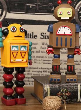 2025新款电视柜摆件高级感小众美式复古机器人模型家居客厅电视柜