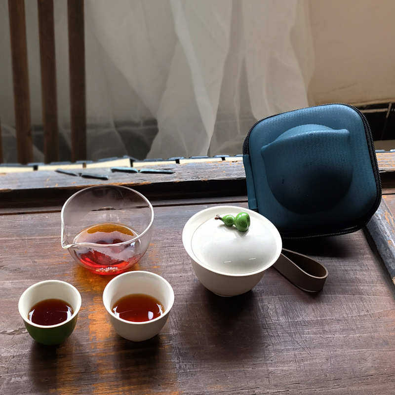 泡茶壶一壶外便携式杯茶杯客快随身旅行福禄包户 草木灰二杯茶具