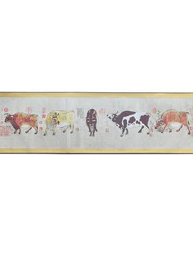 清明上河图图卷轴国画千里江山装饰画居图山水画五牛图挂画横版