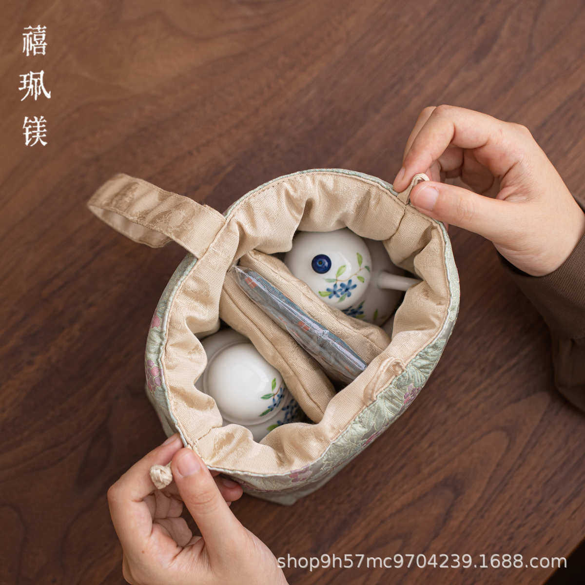 禧珮镁手绘一壶一杯便携茶具套装陶瓷快客杯带茶叶罐旅行户外茶具,淘宝优惠券,粉丝福利购,淘宝优惠卷