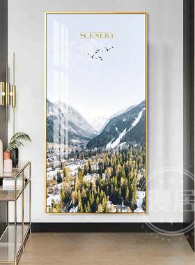 玄关装饰画 走廊过道挂画远山湖泊公路自然风景画大幅楼梯间壁画