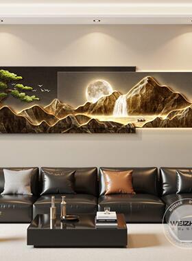 轻奢led带灯客厅装饰画沙发背景墙挂画壁画现代简约高级感山水画
