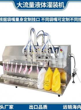 17L六头自立袋洗衣液灌装机洗洁精食用油果汁免洗凝胶自动分装机
