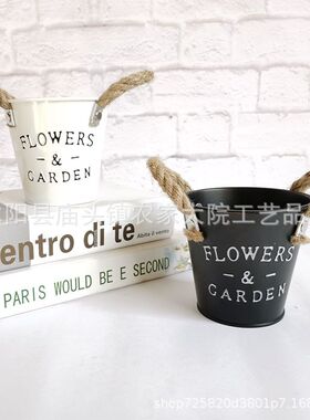 亚马逊热款 工厂源头 复古铁艺花桶花盆摆件田园家居装饰盆栽花器