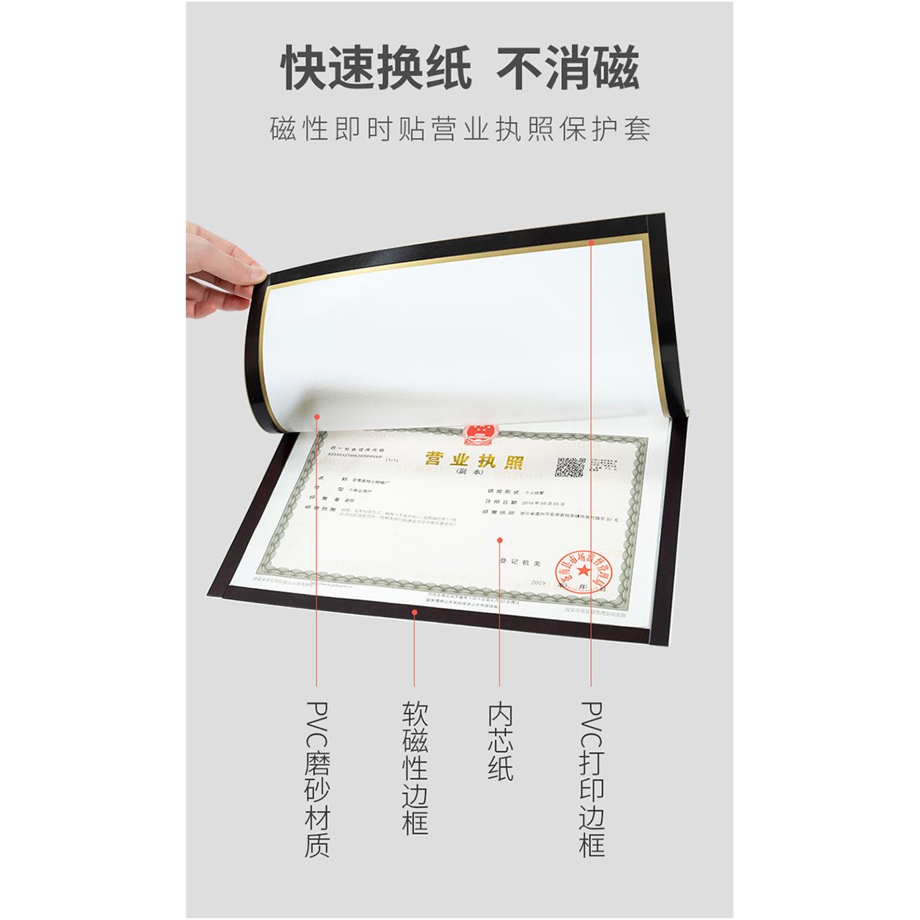 教室健康证营业执照a4纸照片框贴纸公司个性固定边框简易磁性经营