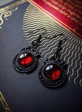 Vintage Gothic Vampire Witch Black Rose Earrings for Women 2