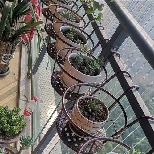 花架阳台悬挂式铁艺花篮栏杆护栏窗台黄金葛吊兰花盆架家用置物挂 - 图2