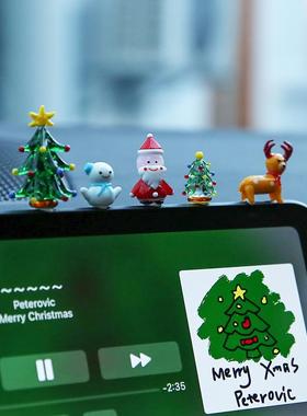 七隐 圣诞系列手工玻璃摆件 圣诞老人 雪人 圣诞树玻璃车载摆件