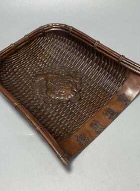 采购产品古董民国时期老式金蟾蜍簸箕，家居风水装饰，铜合金饰品